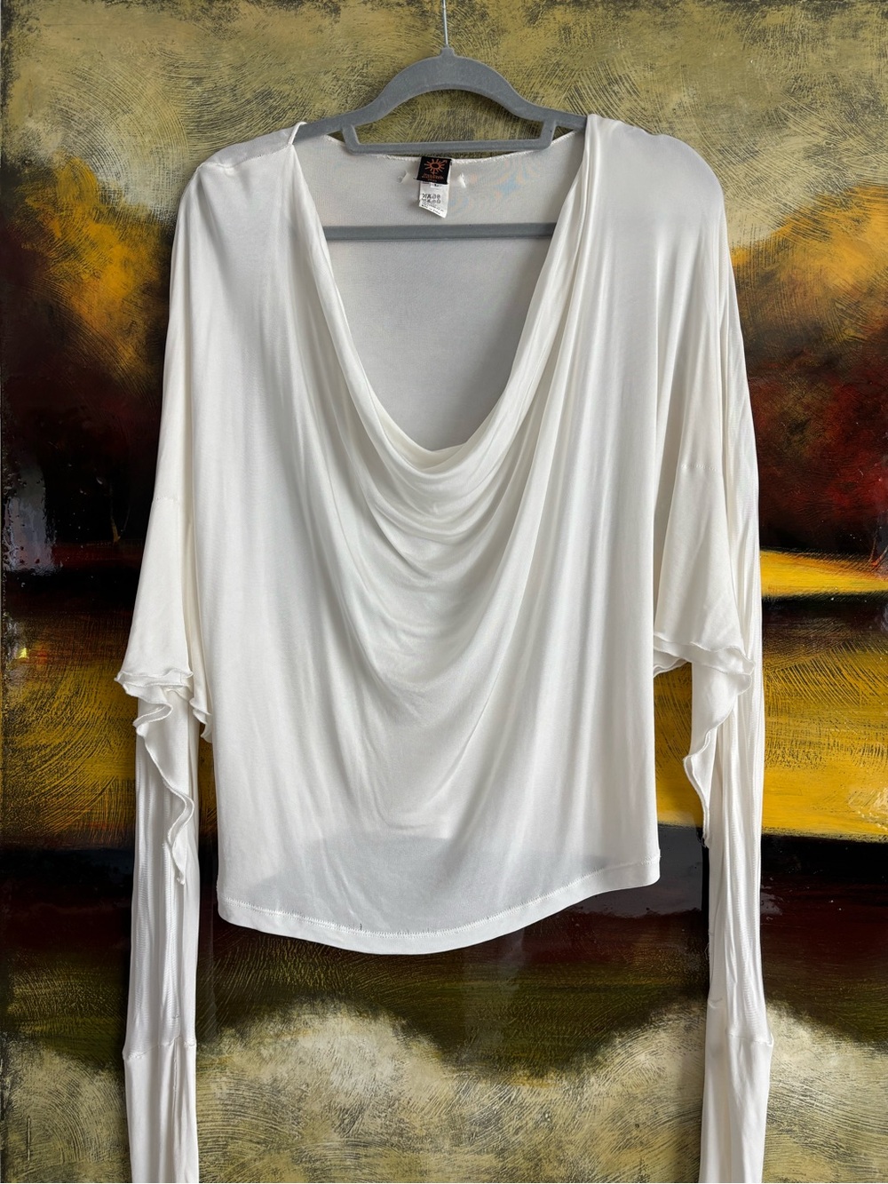 Jean Paul Gaultier Soleil vintage Draped Cowl Neck Long-Sleeve Top - White Large